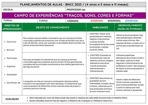 Planejamentos de aulas 